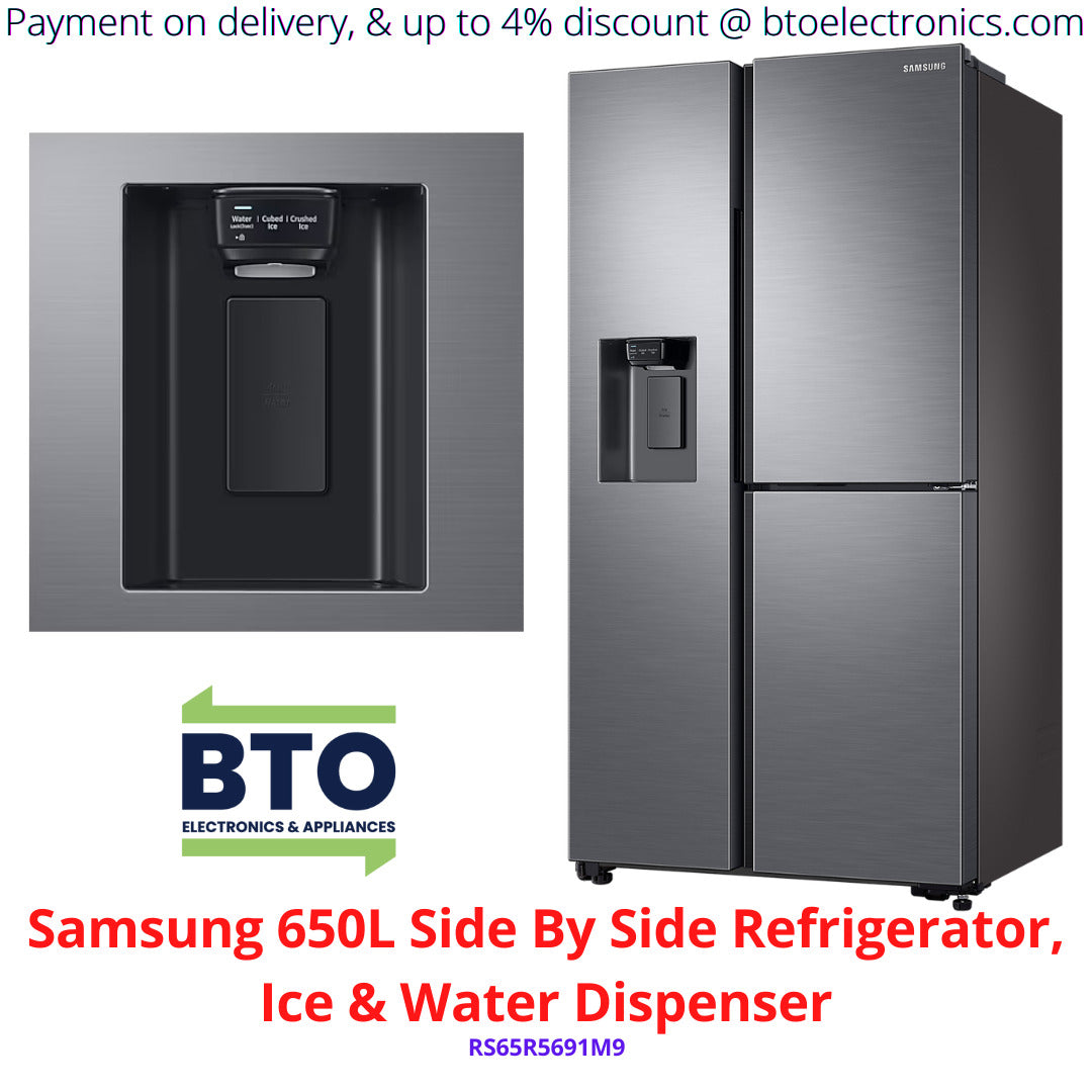 Samsung 650L Side By Side Refrigerator, Non Plum Ice & Water Dispenser