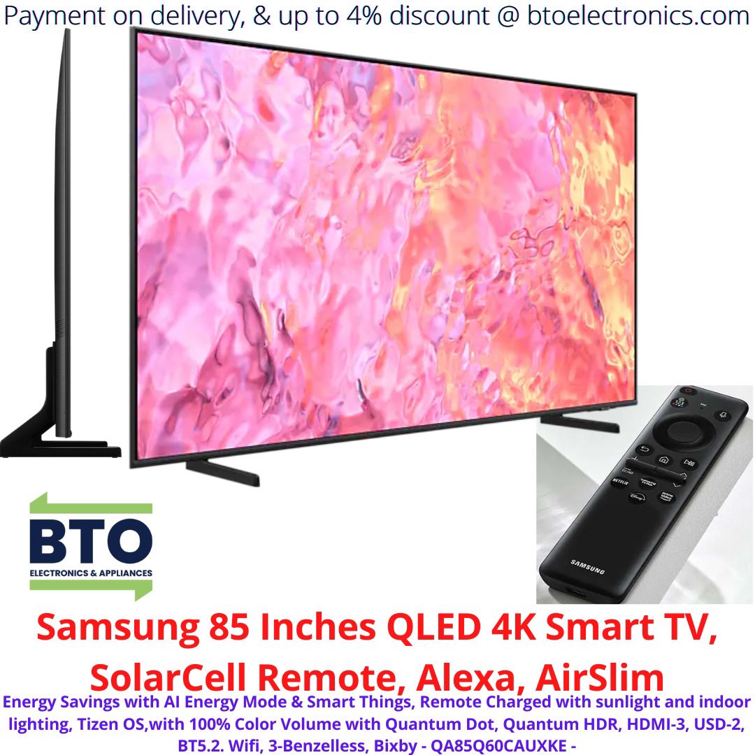 Samsung 85 Inches QLED 4K Smart TV, SolarCell Remote, Alexa Airslim