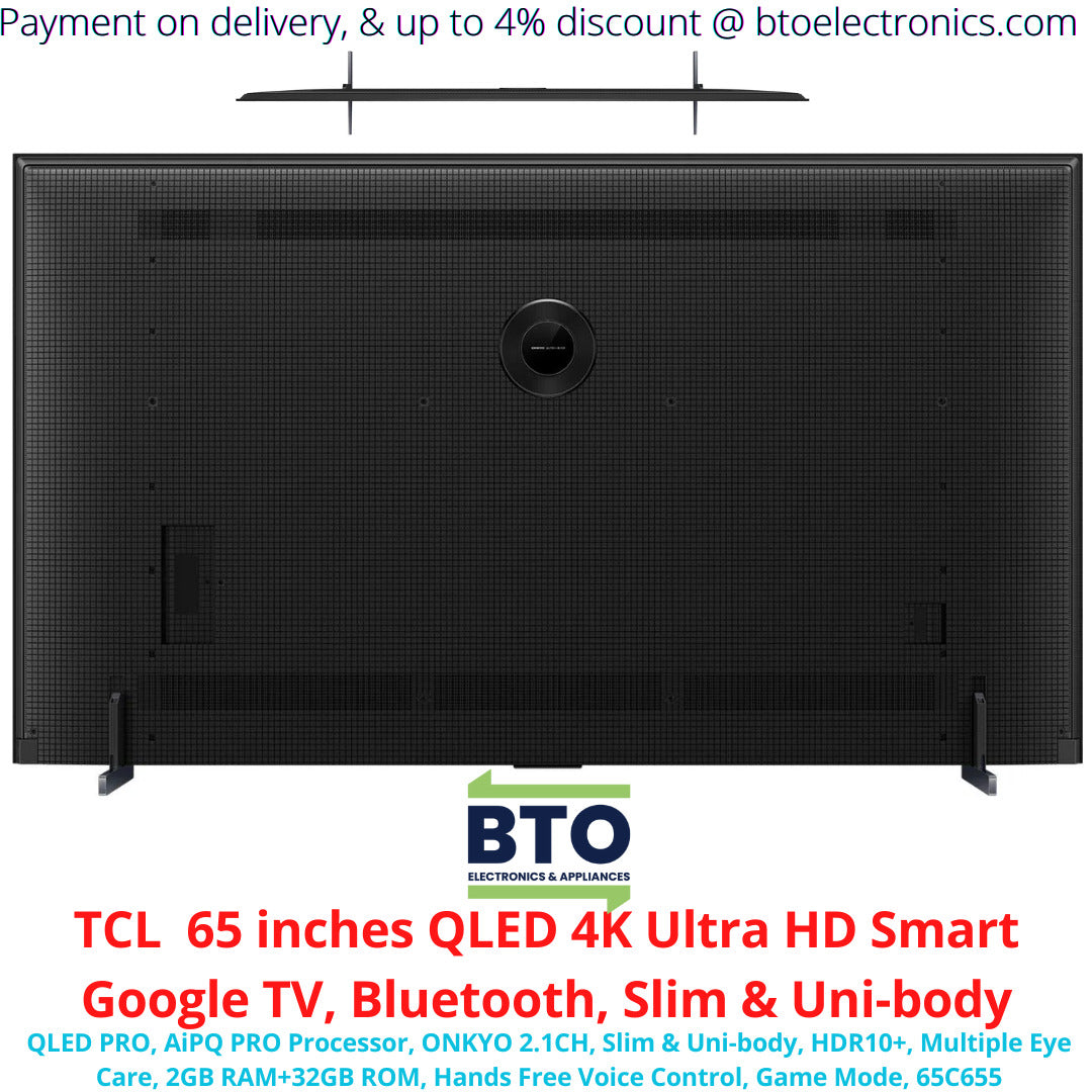 TCL 65 inches Qled 4k Ultra HD Smart Google TV, Bluetooth, Slim and Uni-body