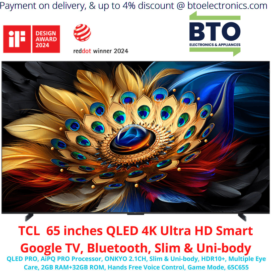 TCL 65 inches Qled 4k Ultra HD Smart Google TV, Bluetooth, Slim and Uni-body