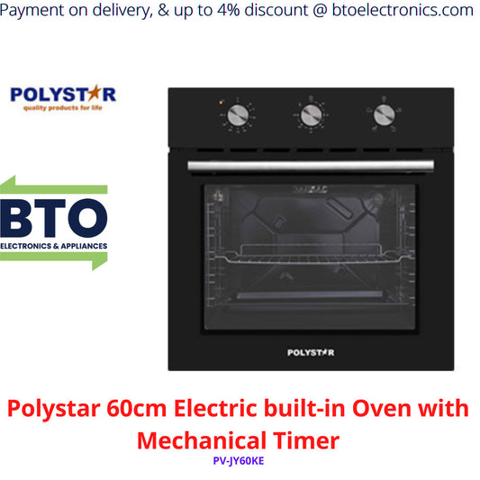 Polystar 60CM Electric Built In Oven With Mechanical Timer