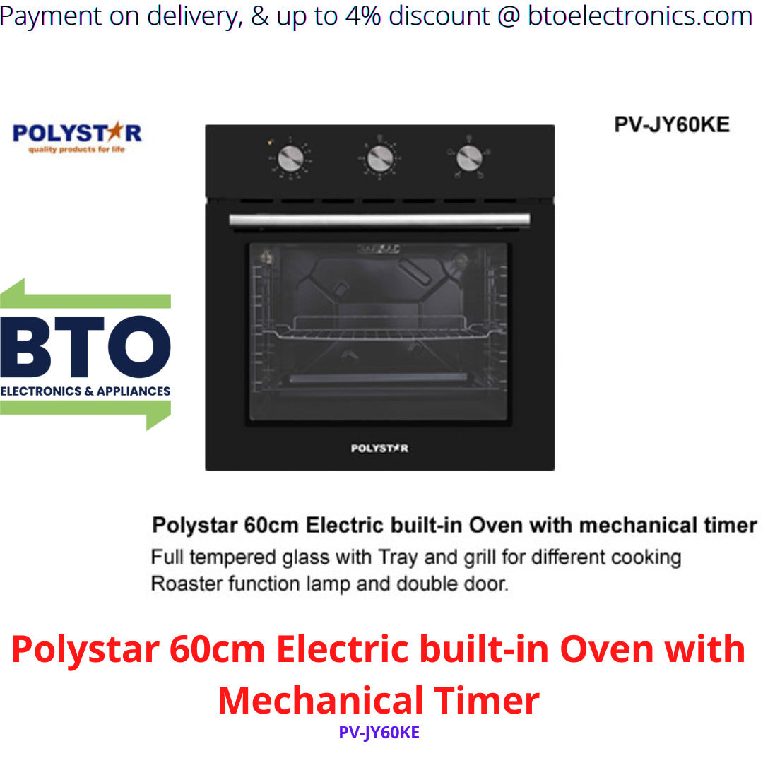 Polystar 60CM Electric Built In Oven With Mechanical Timer