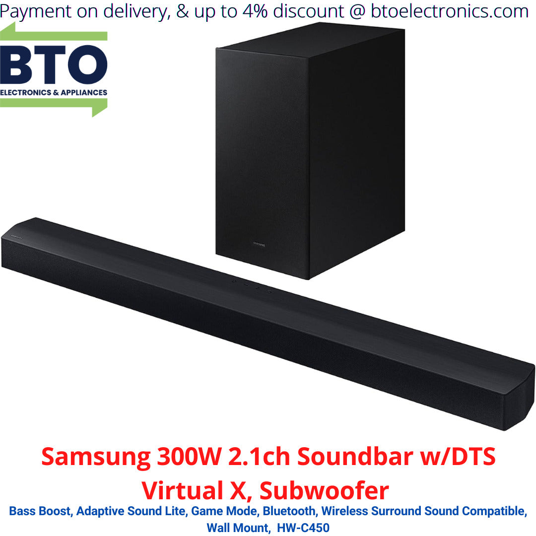 Samsung 300W 2.1ch Soundbar W/DTS Virtual X, Subwoofer