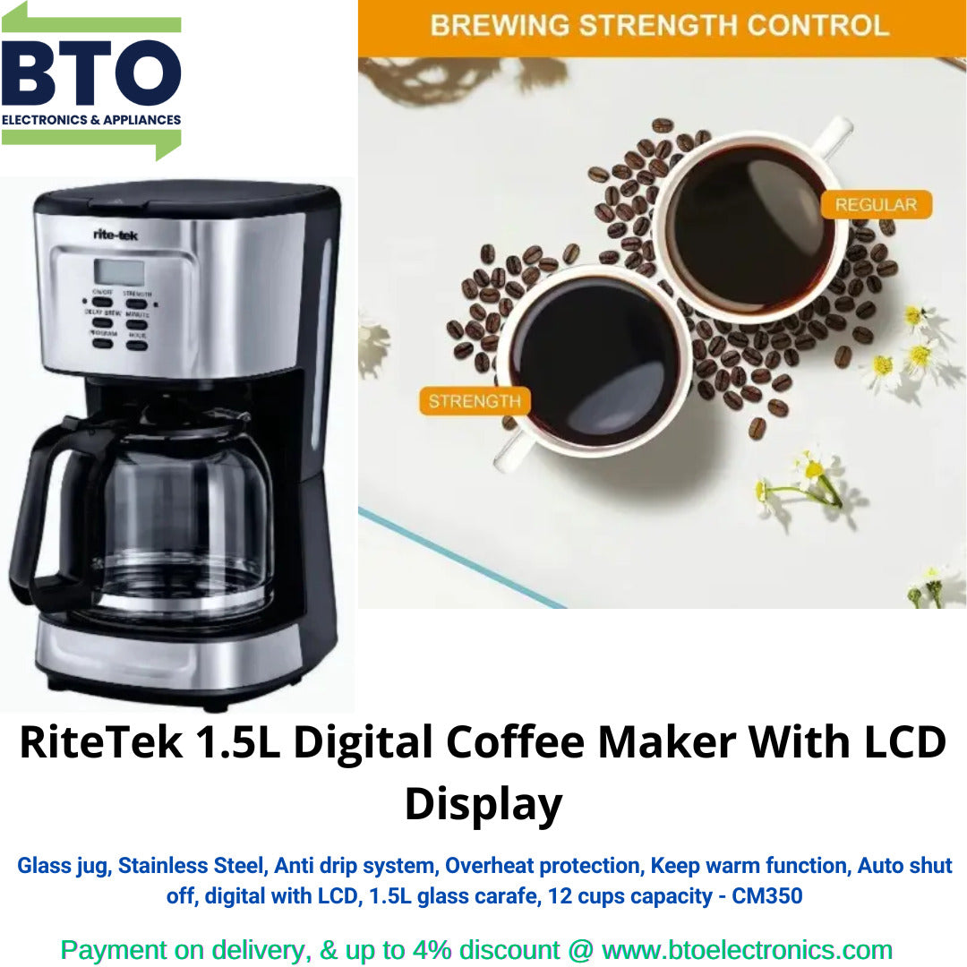 Rite-Tek 1.5L Digital Coffee Maker With LCD Display