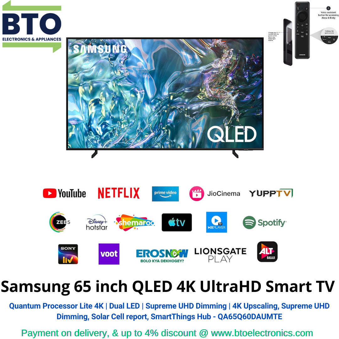 Samsung 65 Inches 4K QLED Upscaling UHD TV, 100% Color Volume With Quantum Dot