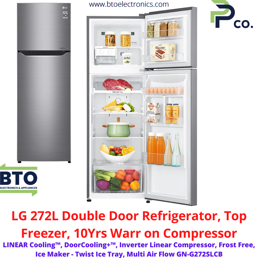 LG 272L Double Door Refrigerator, Inverter Linear Compressor, 10 Yrs Warranty
