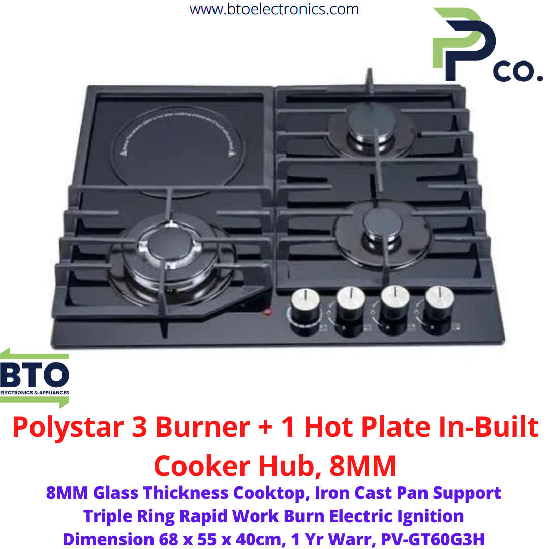 Polystar In-Built 3Gas+ 1Electric Burner Cooker, Auto Ignition